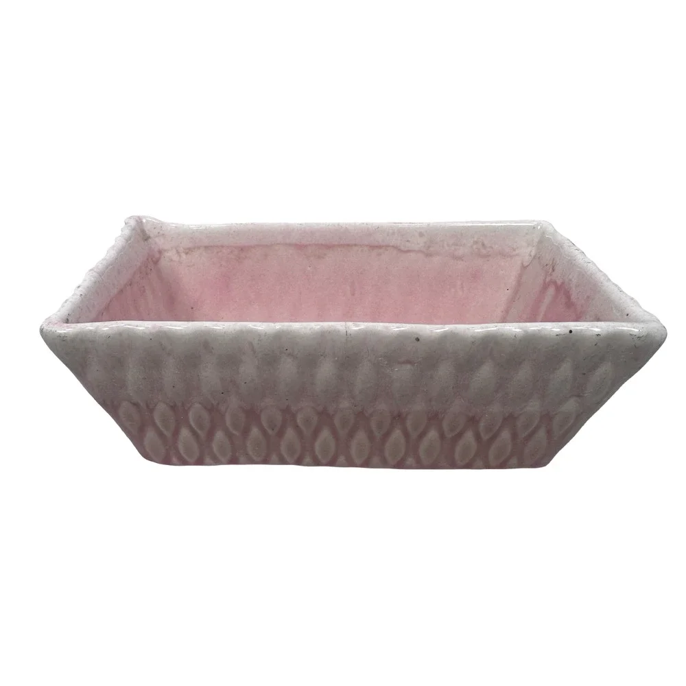 Vintage Cookson Pottery Planter MCM Rose Pink Drip‎ Glaze Mid-Century Modern 296